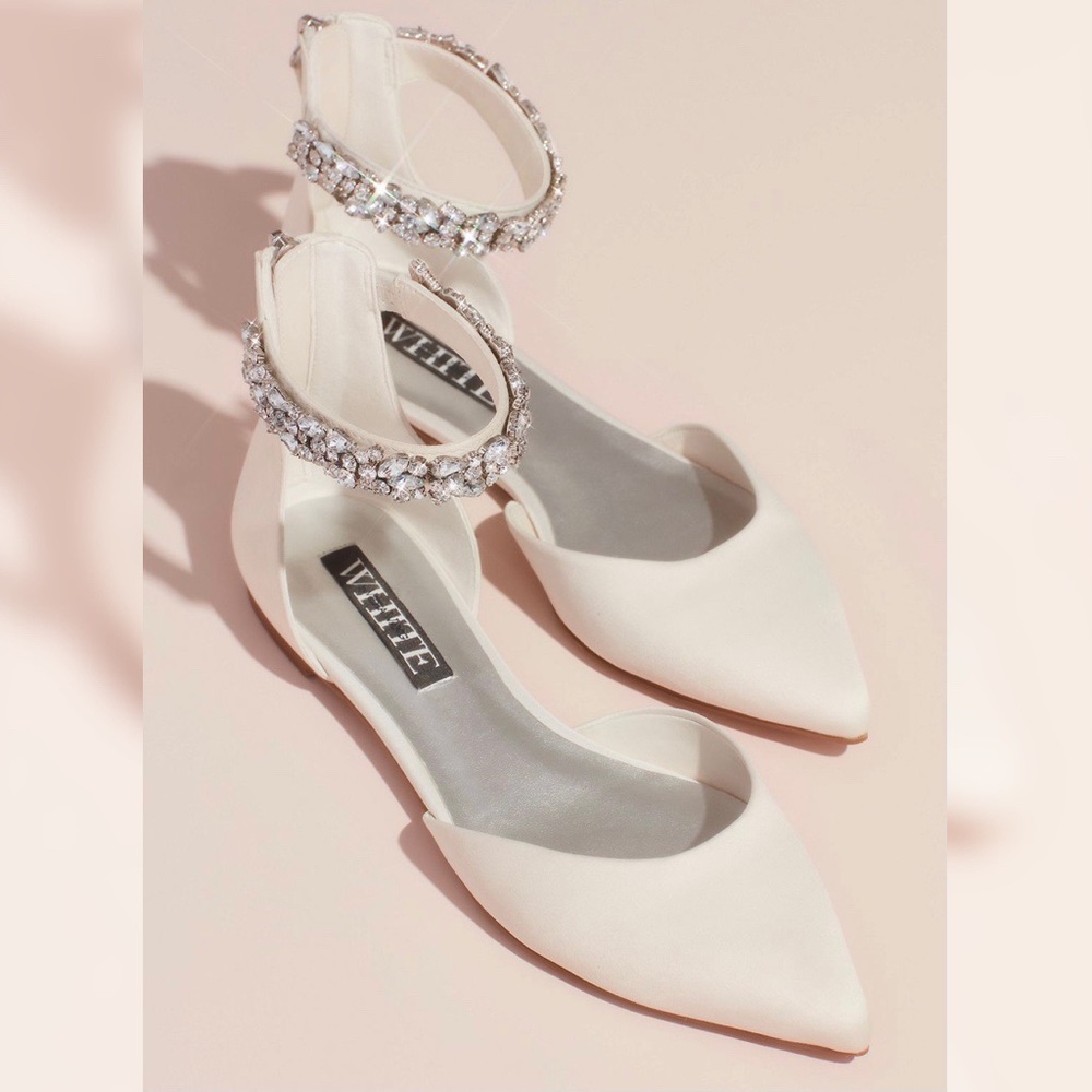 Satin d'Orsay Flat with Embellished Ankle Strap